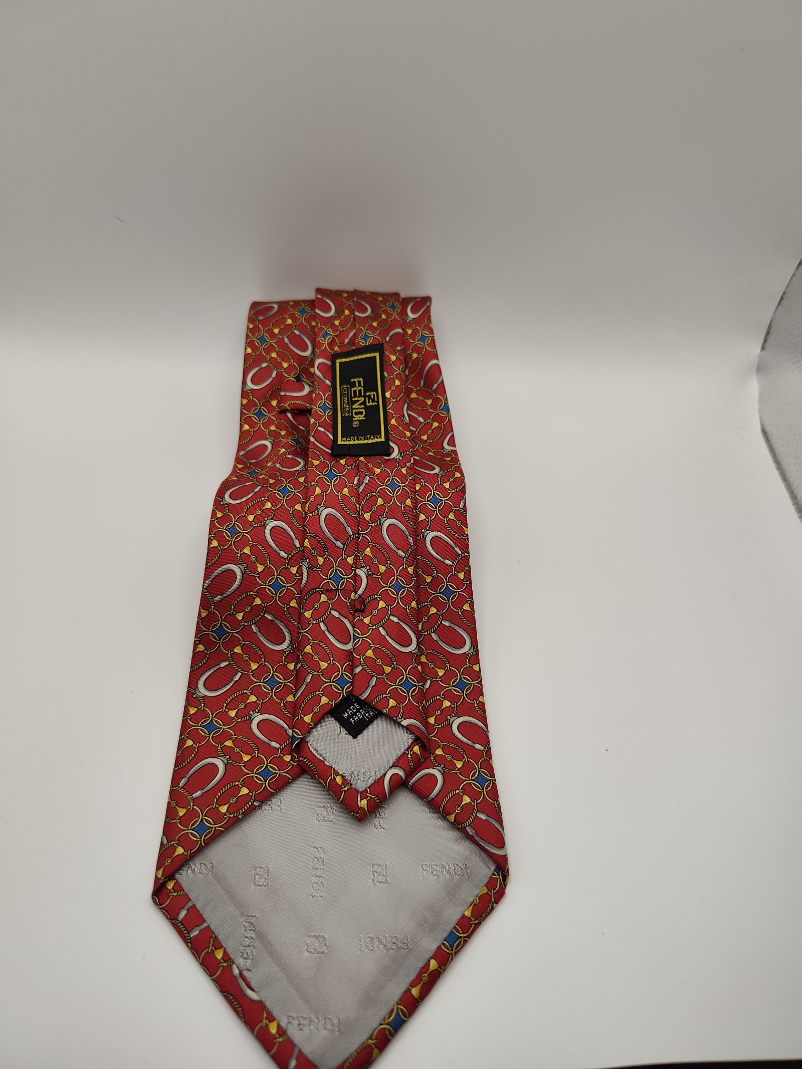 Fendi Red Patterned Silk Tie Men