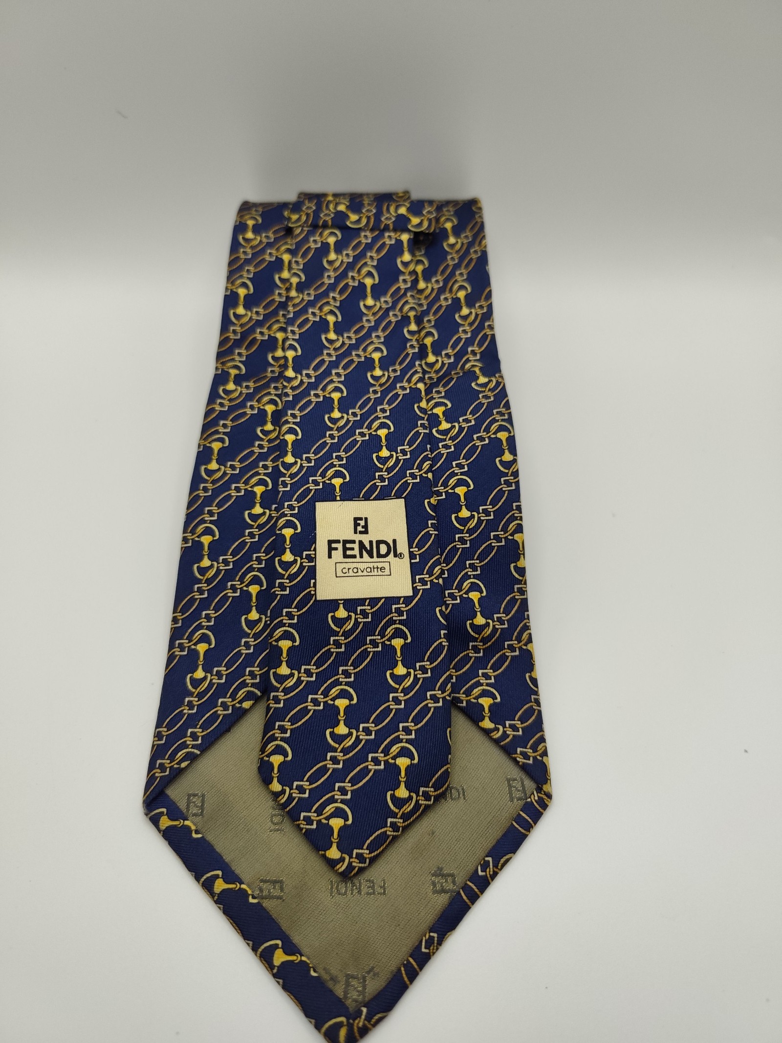 Fendi Blue & Yellow Silk Patterned Tie Other Size