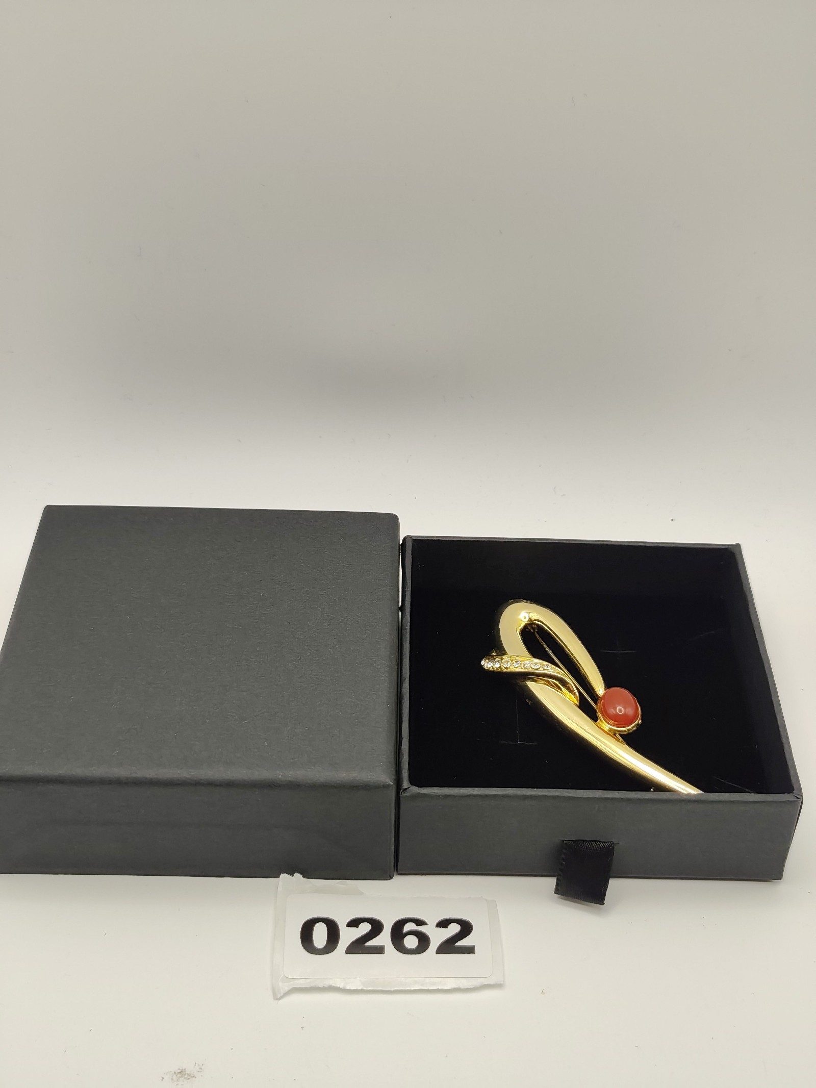 Vendome Women's Gold Tone & Coral Red Brooch One Size Rhinestone Accent