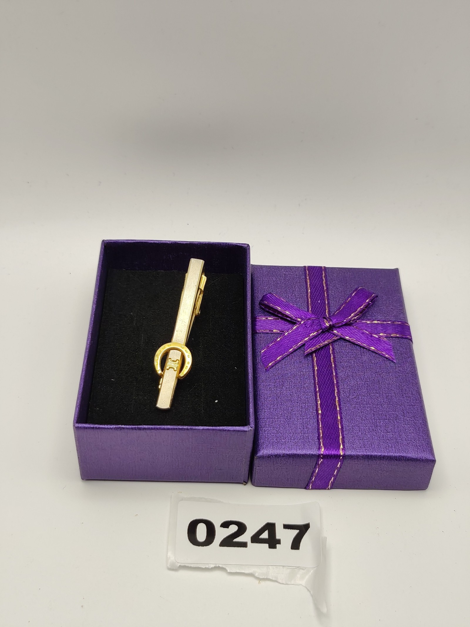 Celine Gold Tone Horseshoe Logo Tie Clip Men Other