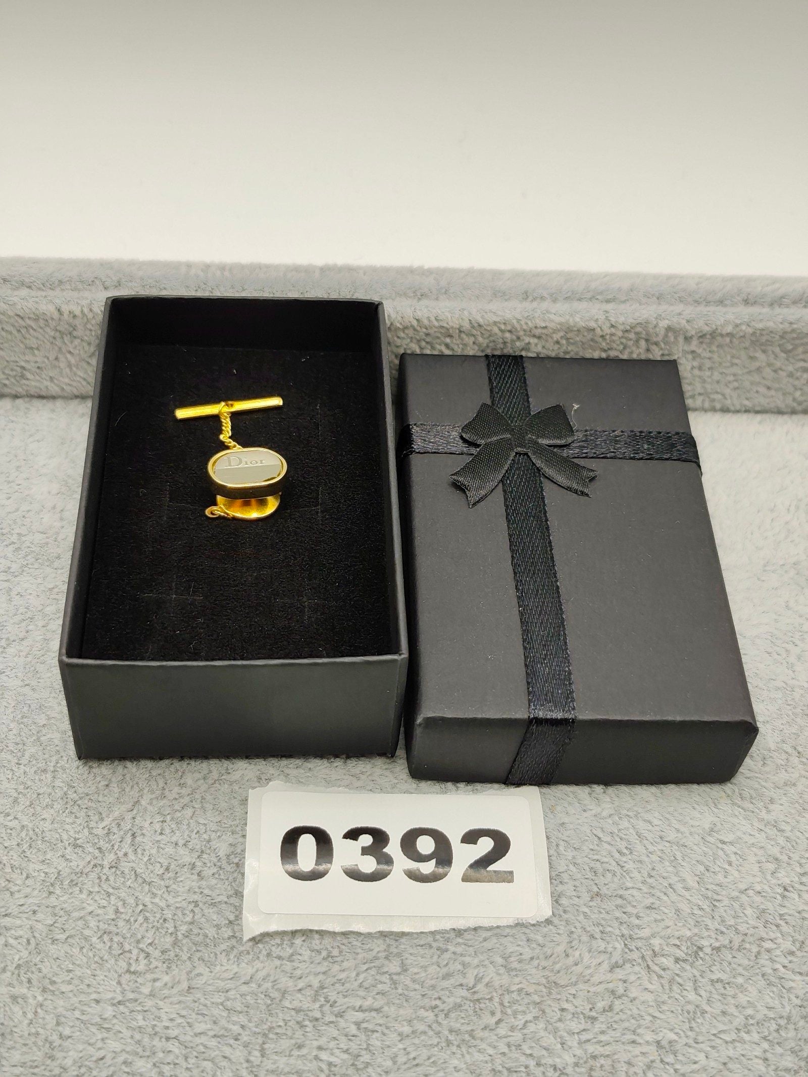 Dior Men's Gold Tone Oval Logo Tie Tack Pin
