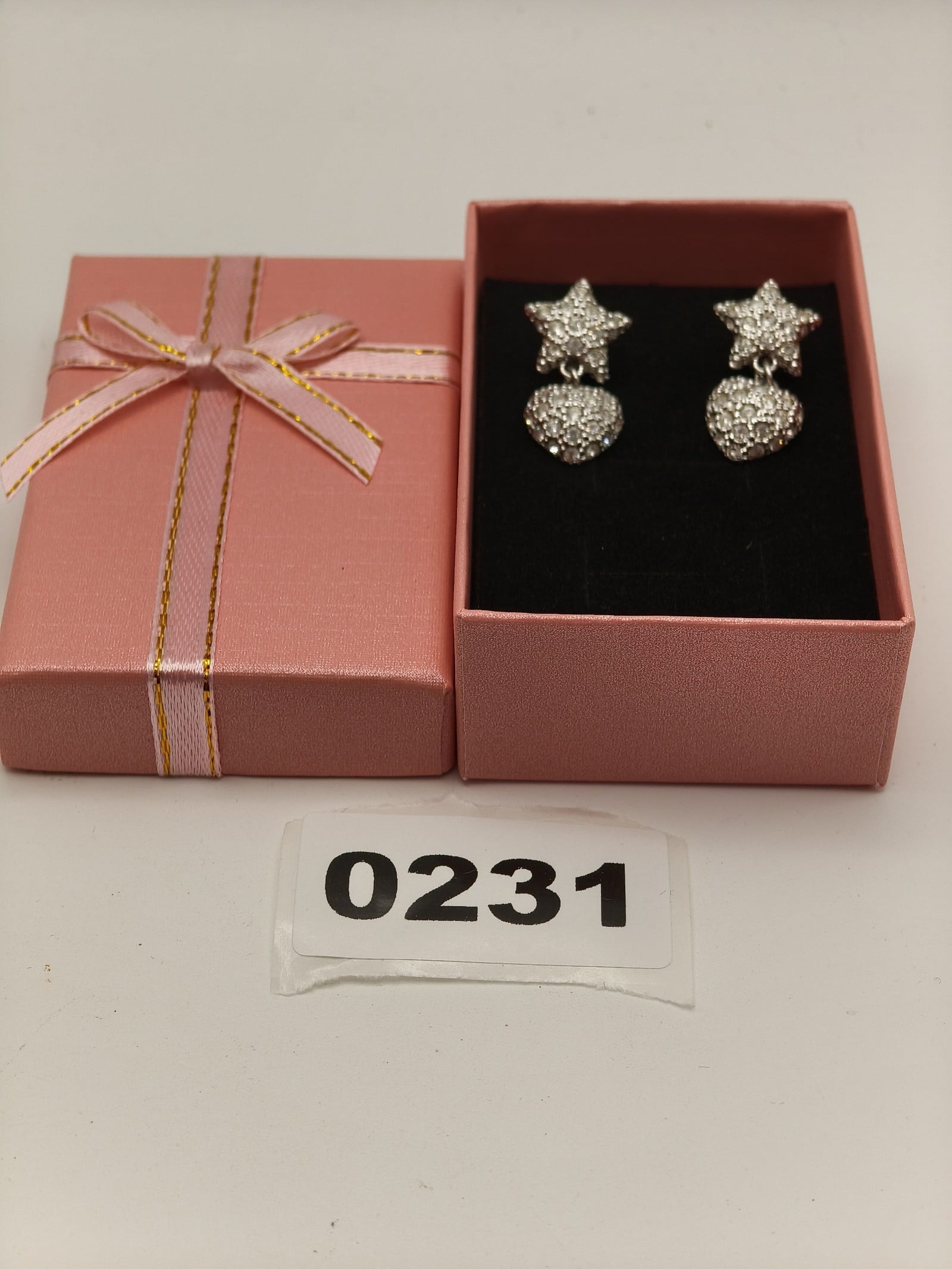 Silver Crystal Star & Heart Clip-On Earrings One Size