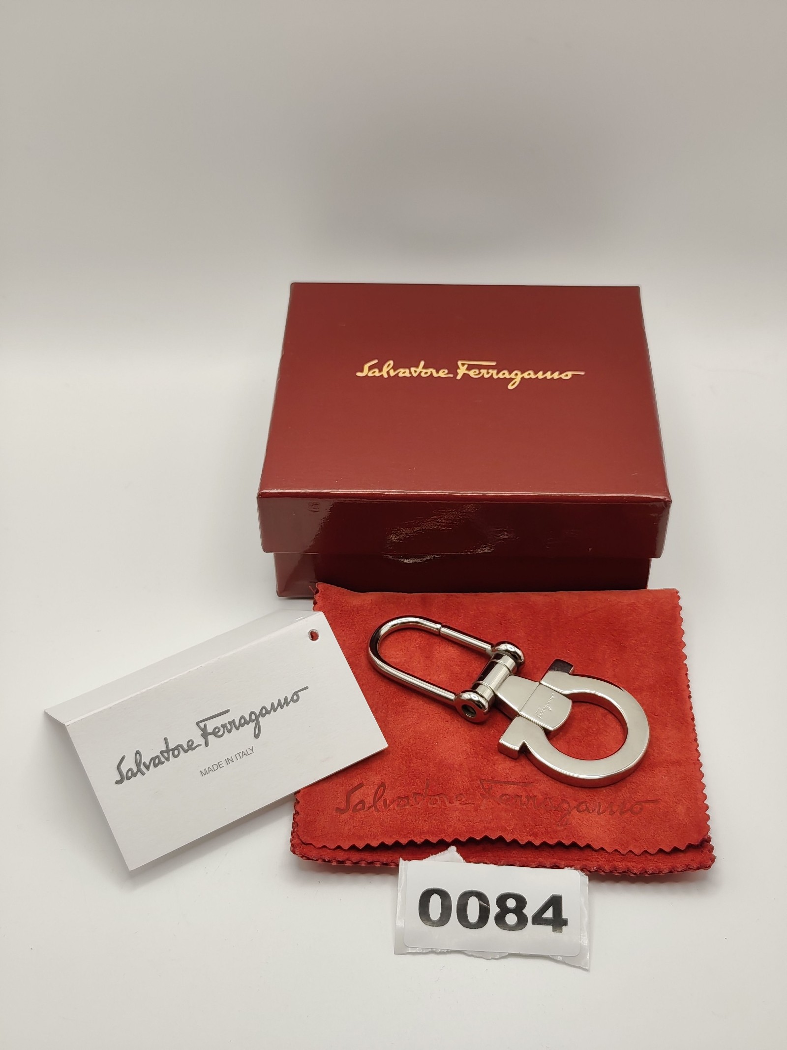 Salvatore Ferragamo Silver tone Palladio Keyring