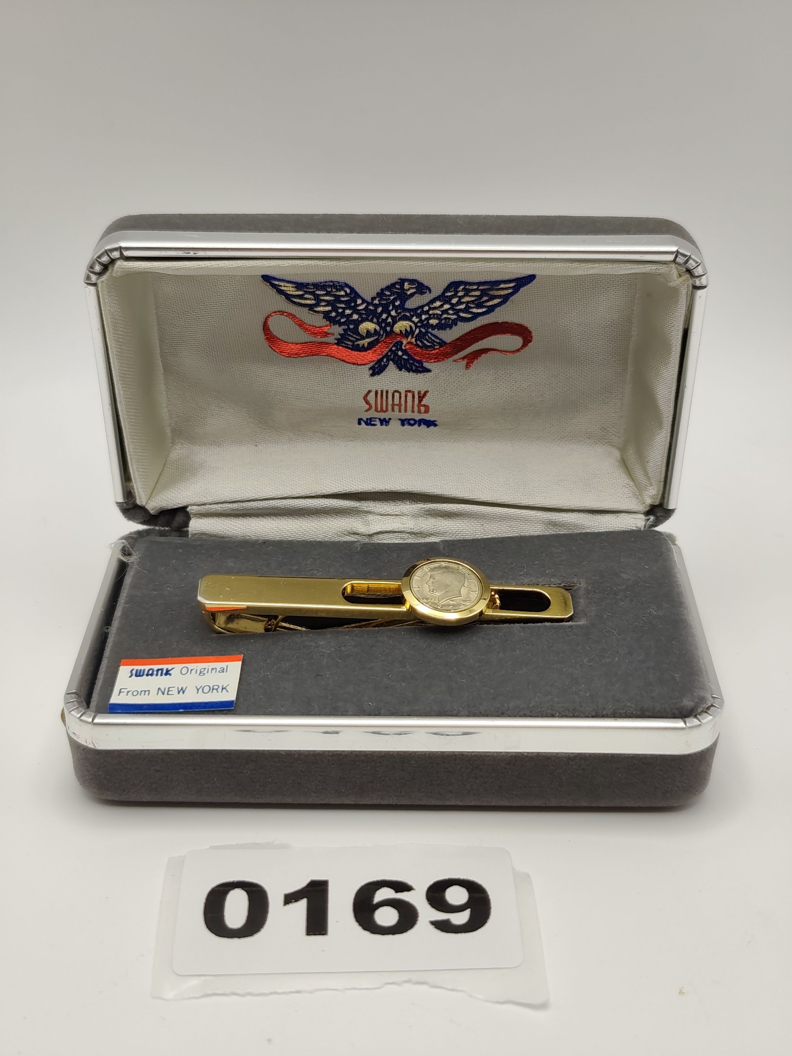 Swank Gold Tone Tie Clip with Coin Design Other