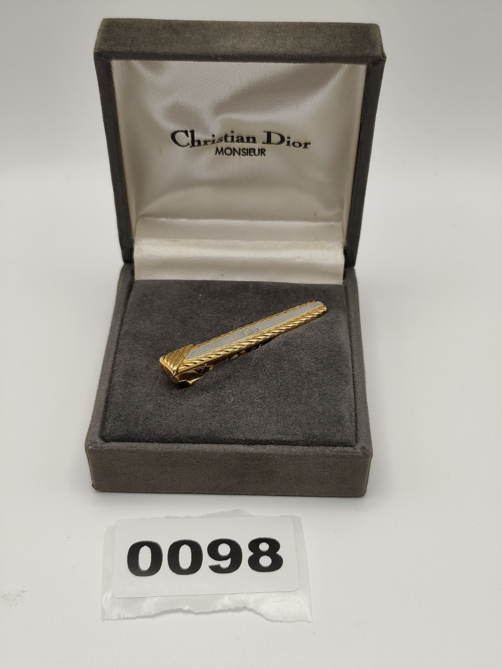Christian Dior Men's Gold & Silver Tie Clip CD Logo