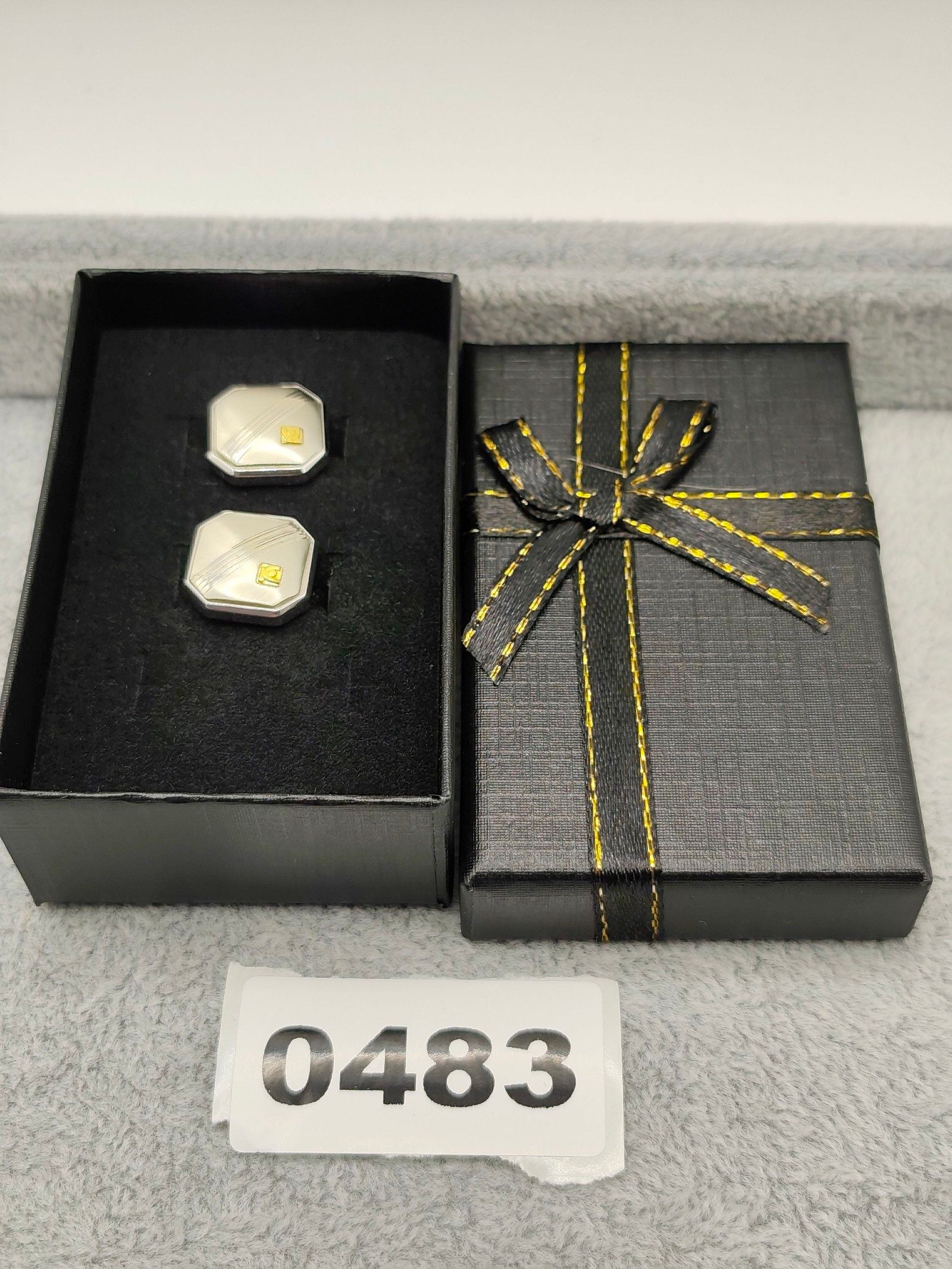 Silver & Gold Octagonal Cufflinks with Striped Detail