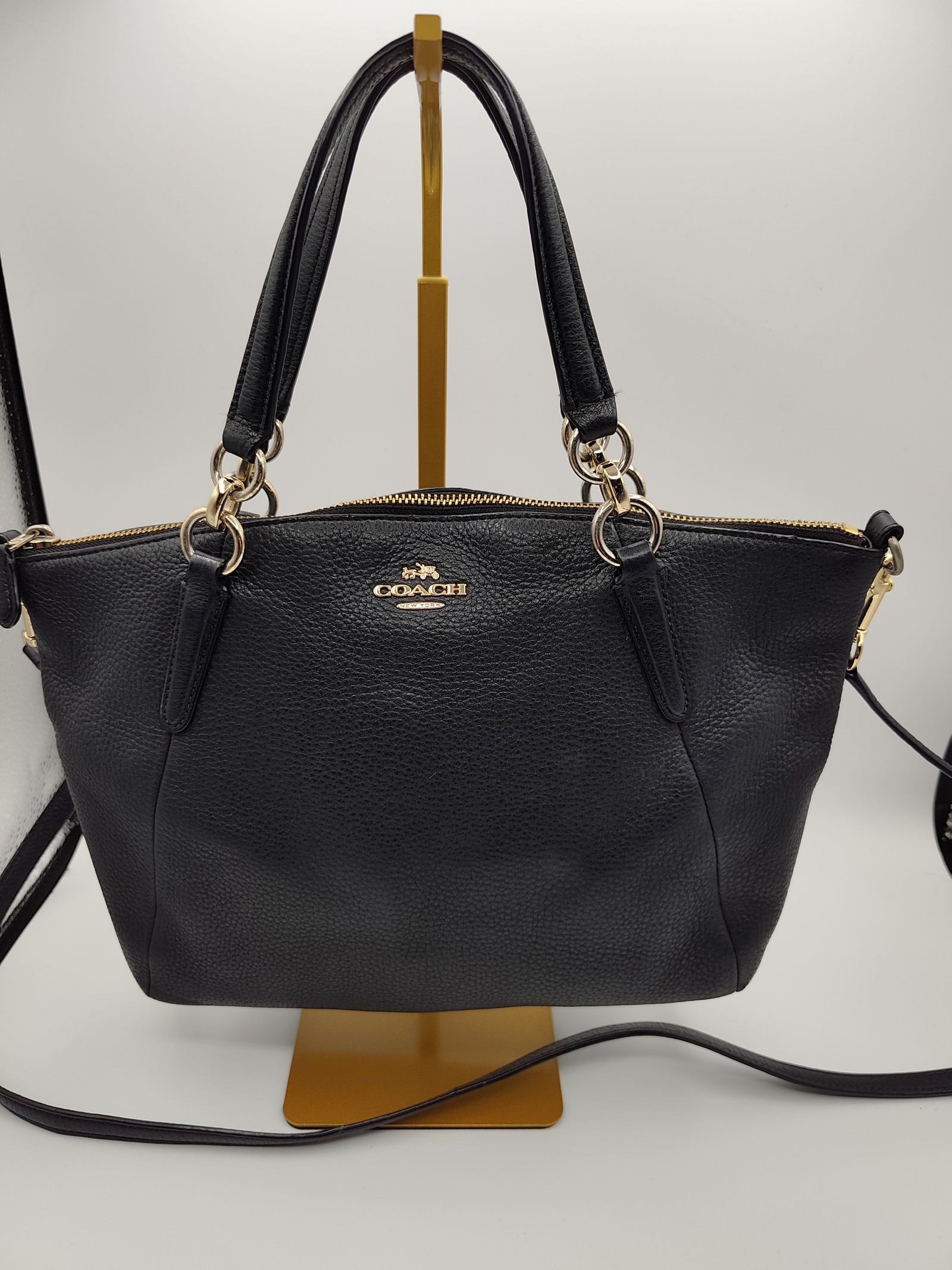 Coach Black Pebbled Leather Tote Bag Women