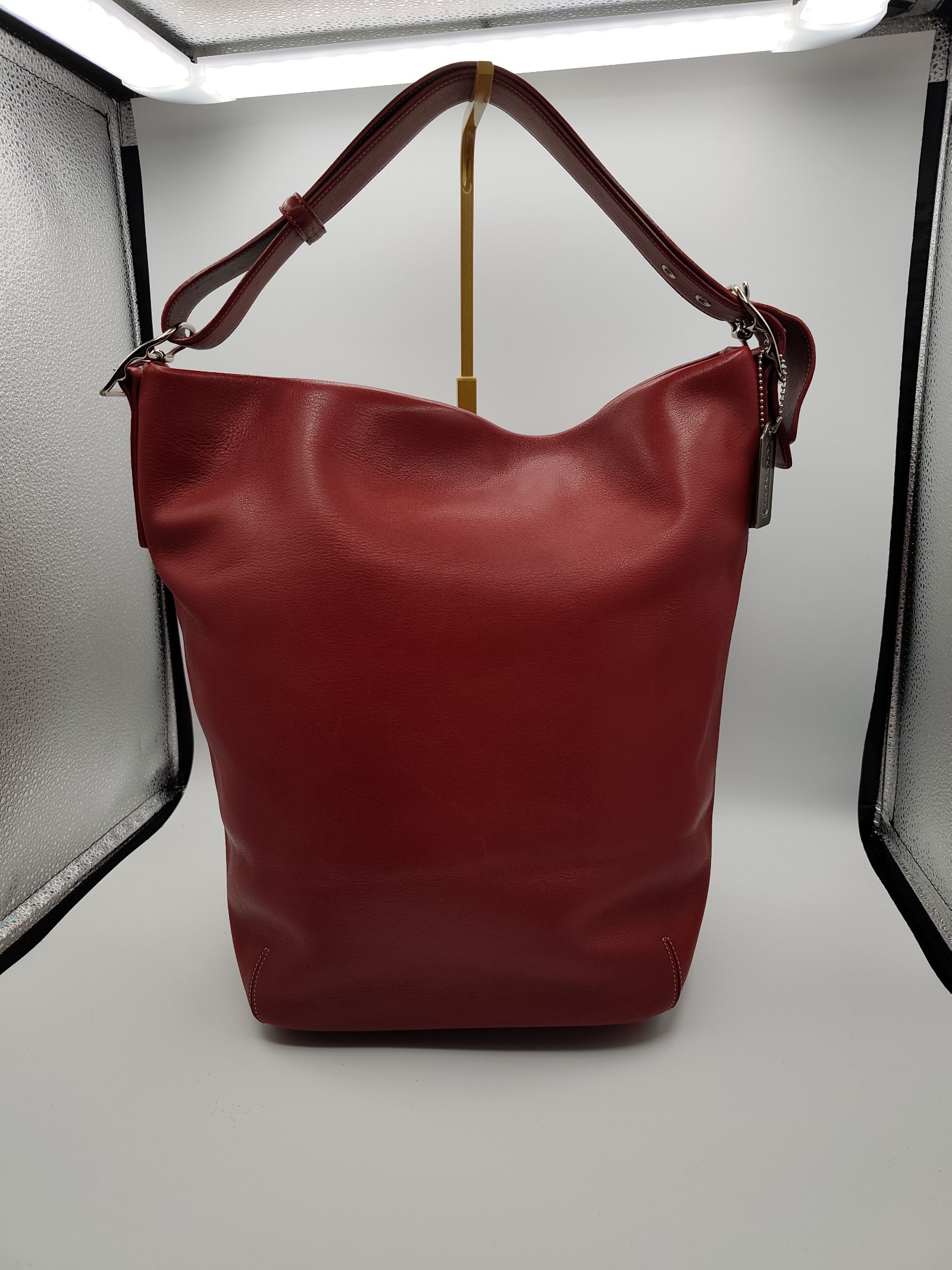 Coach Red Leather Hobo Shoulder Bag Women