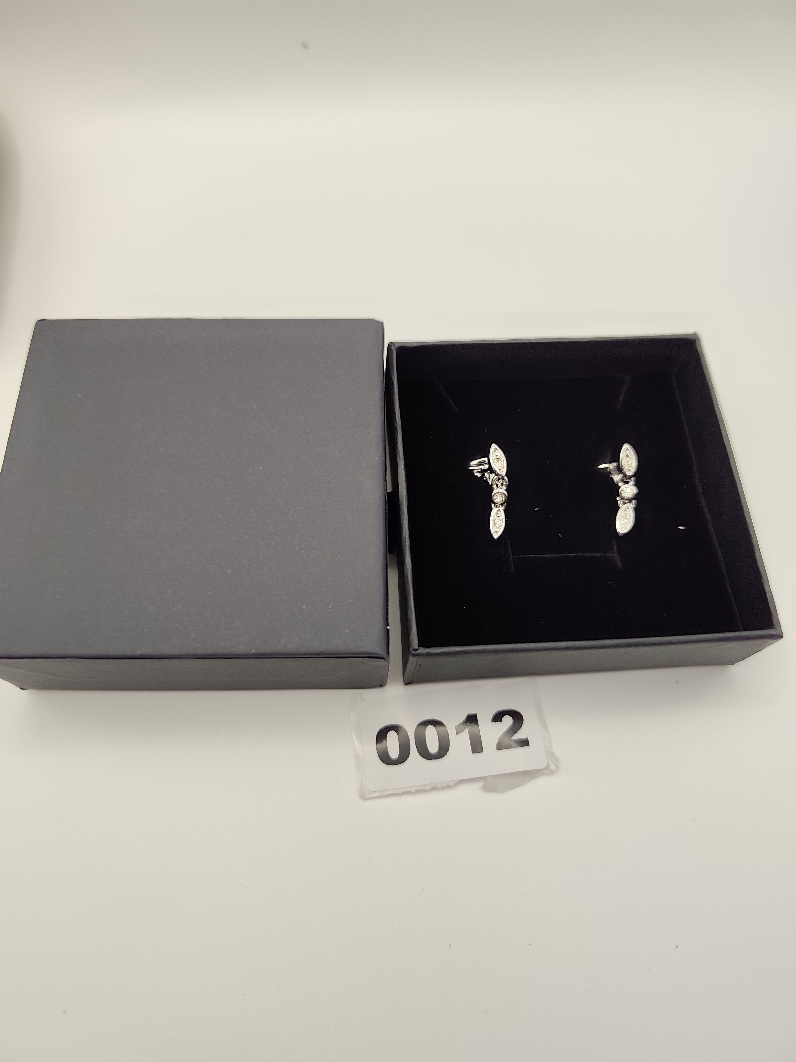Nina Ricci Silver Crystal Drop Clip Earrings