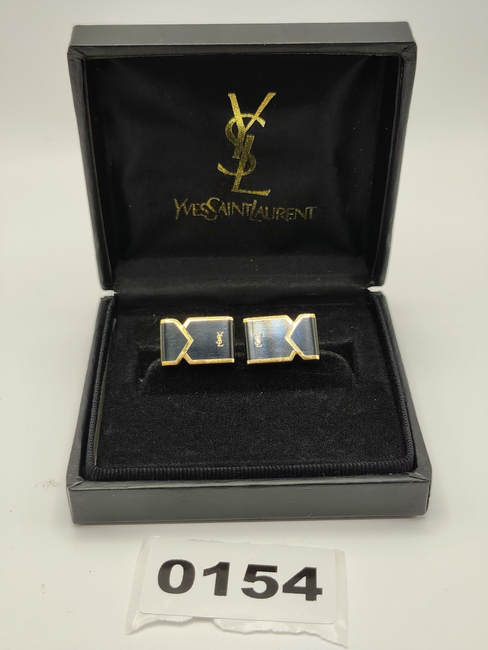 Yves Saint Laurent Men's Black & Gold Cufflinks