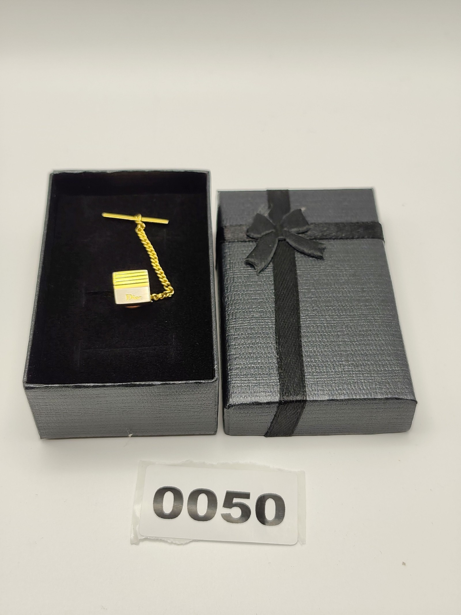 Dior Gold Tone Tie Tack Pin with Chain Other