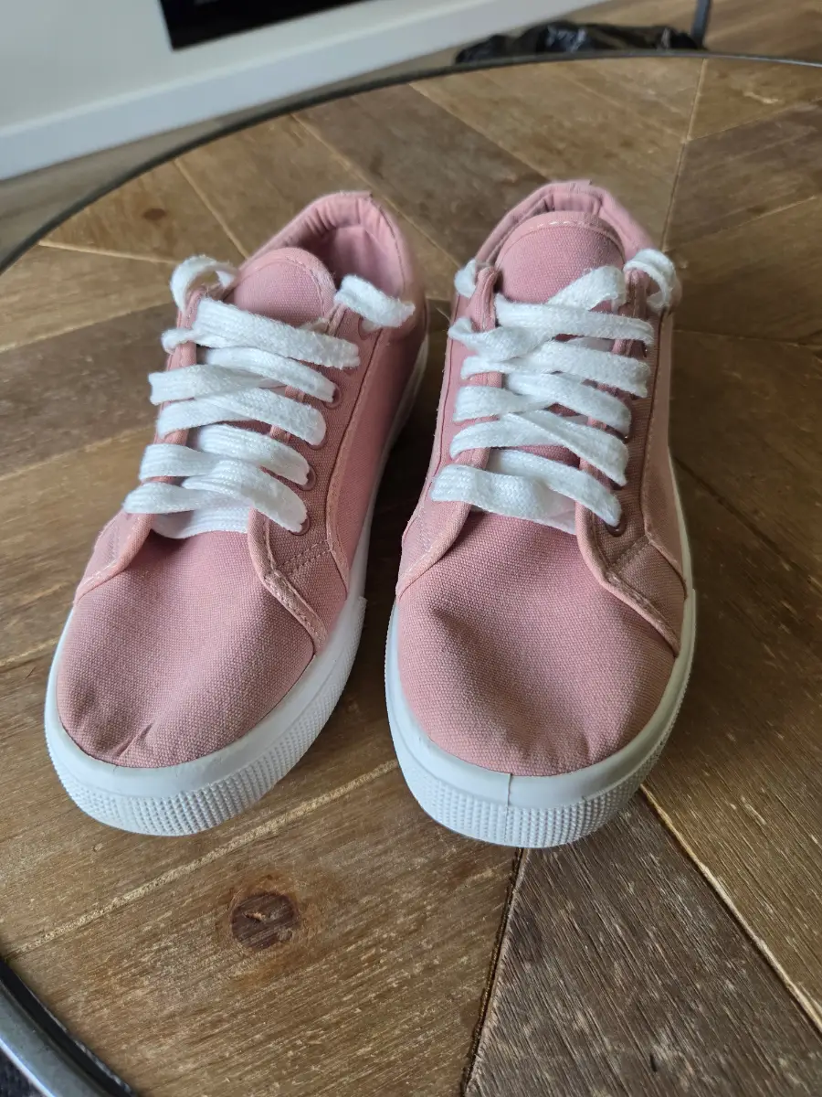 Ladies F&F baby pink summer canvas trainers uk 6