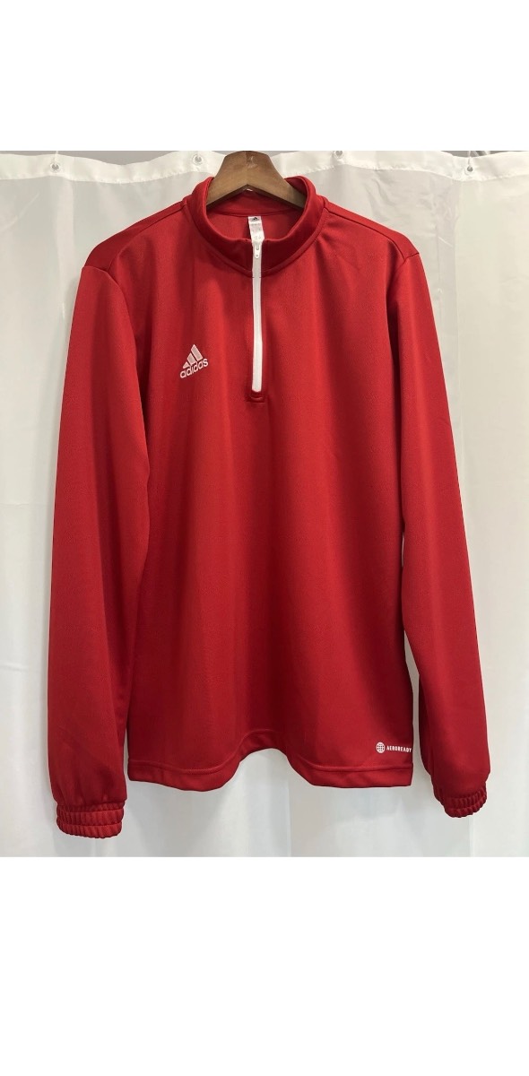 Adidas Entrada 22 Training Top Mens Large L Red Quarter Zip Football Jumper VGC