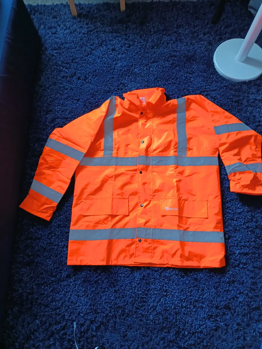 Mens XL high viz coat jacket orange with hood