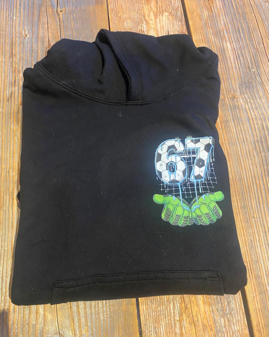 Black hoody with 67 design