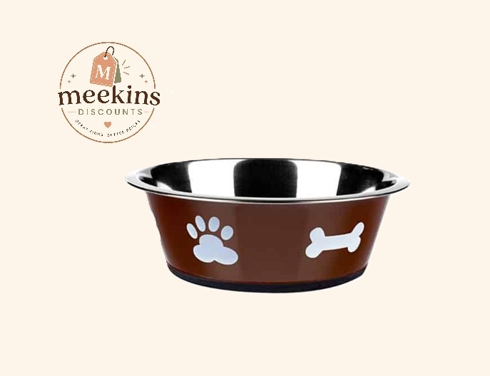 Classic Non-Slip Stainless Steel Dog Bowl – Grey (250mm) RRP: £9.04