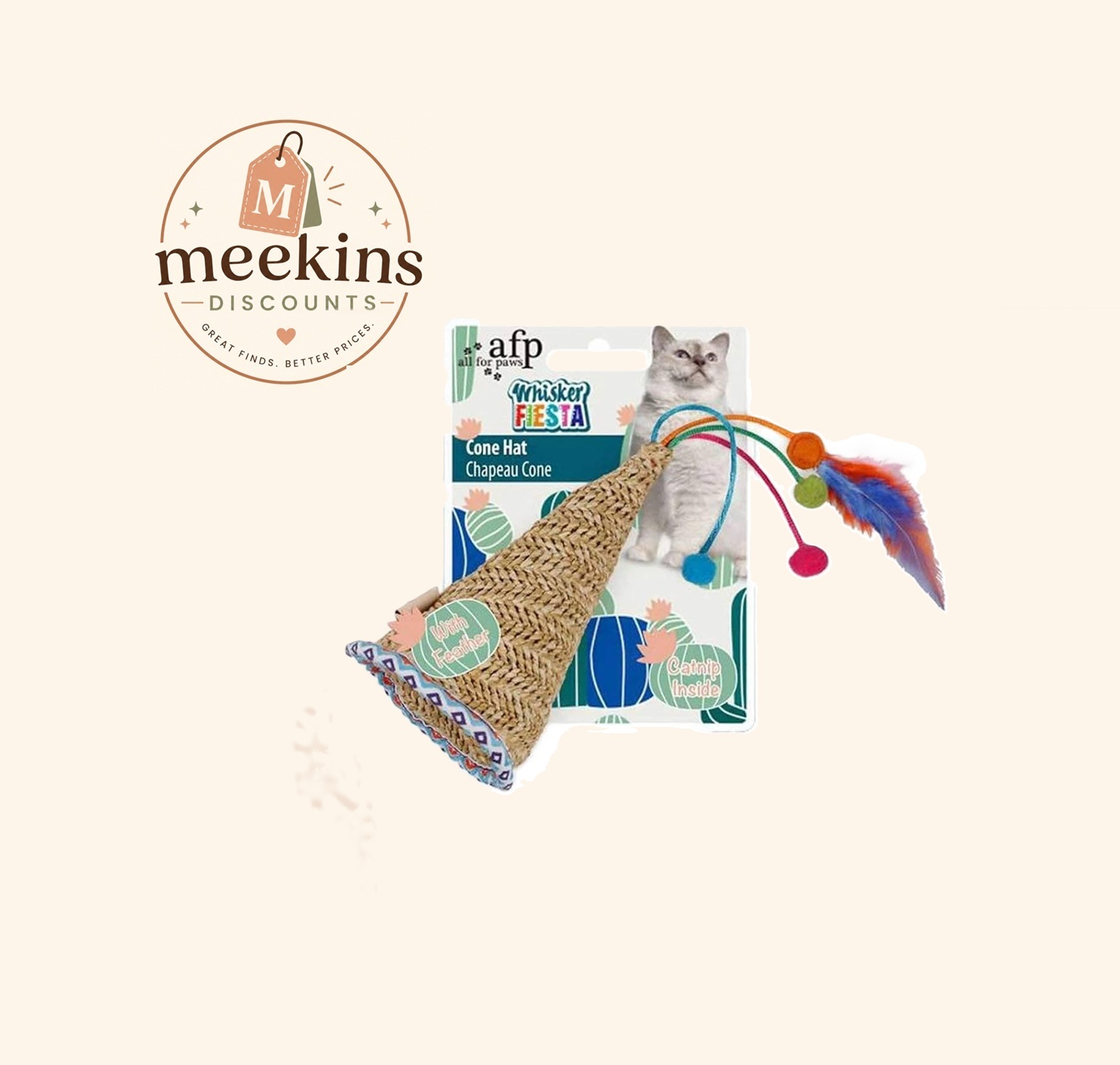 AFP Fiesta Cone Catnip Cat Toy with Feathers – Interactive Cat Toy