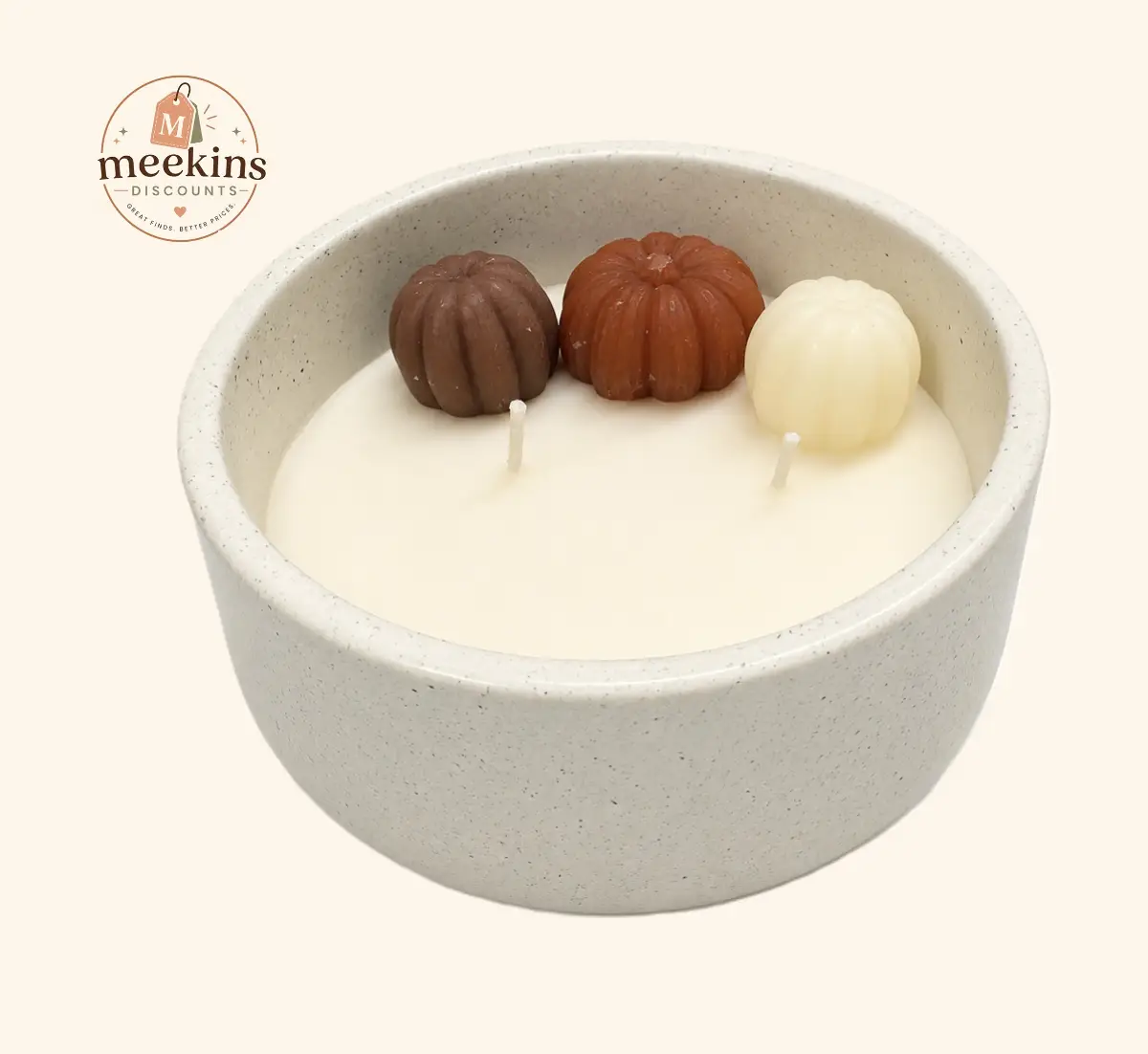 Harvest 3D Wax Pumpkins Ceramic Candle Fall Autumn Thanksgiving Decor