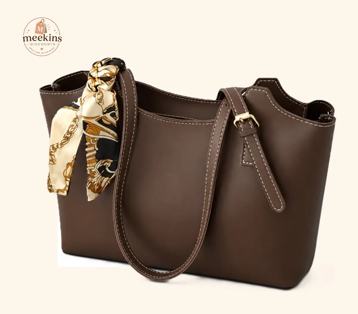 Elegant Women's PU Brown Leather Shoulder Tote Bag