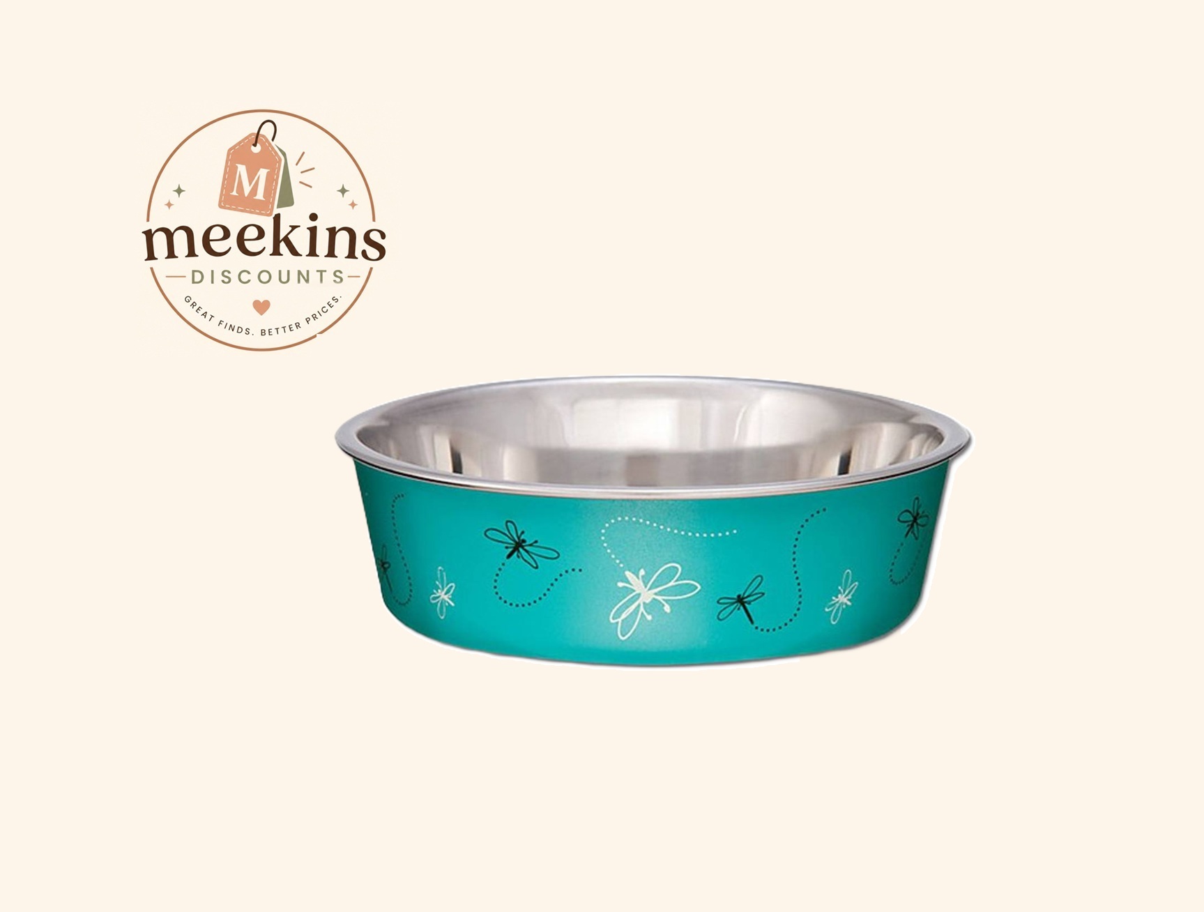Bella Bowls Dragonfly Turquoise Small Pet Bowl – Stylish Food & Water Bowl