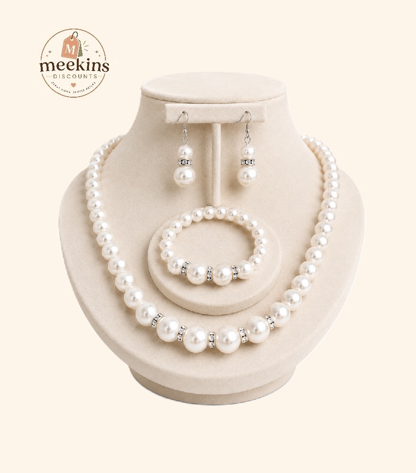 Womens Faux Pearl Jewellery Set – Necklace, Bracelet & Earrings | Timeless Gift Set