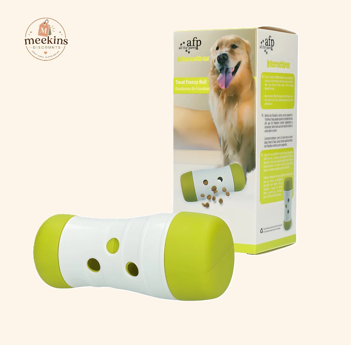 All For Paws Interactives Treat Frenzy Roll Treats Dispensing Toy for Dogs