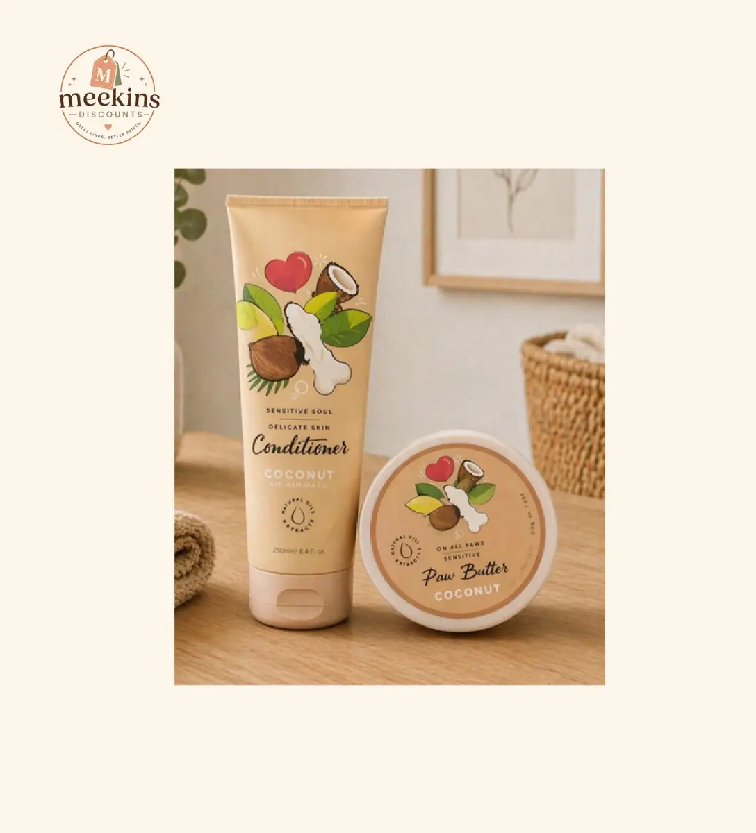 Coconut Conditioner & Paw Butter Set for Dogs – Gentle Care for Sensitive Paws!