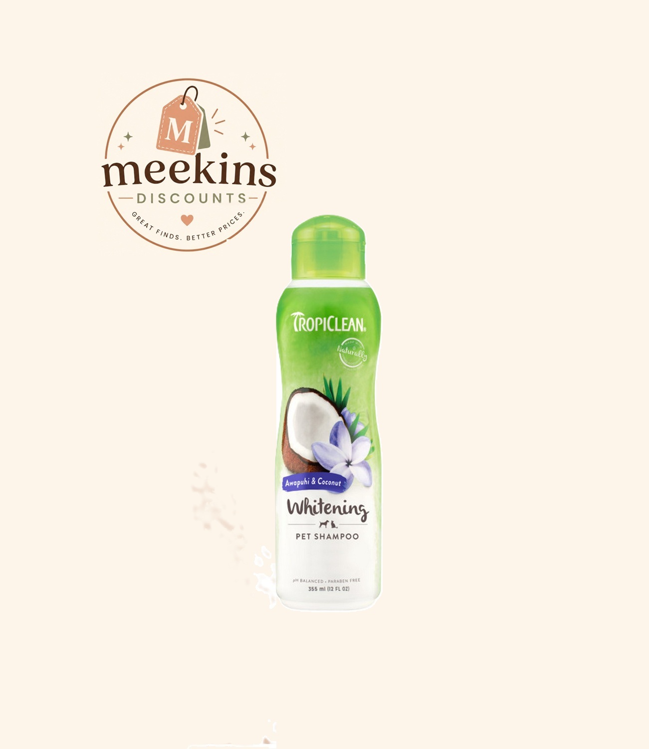 2 x TropiClean Awapuhi & Coconut Whitening Shampoo 355ml – Dog & Cat Grooming Shampoo