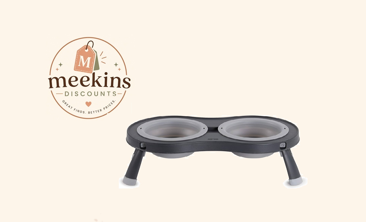 Dexas Small Double Elevated Pet Feeding Bowl – Raised Dog & Cat Food and Water Station
