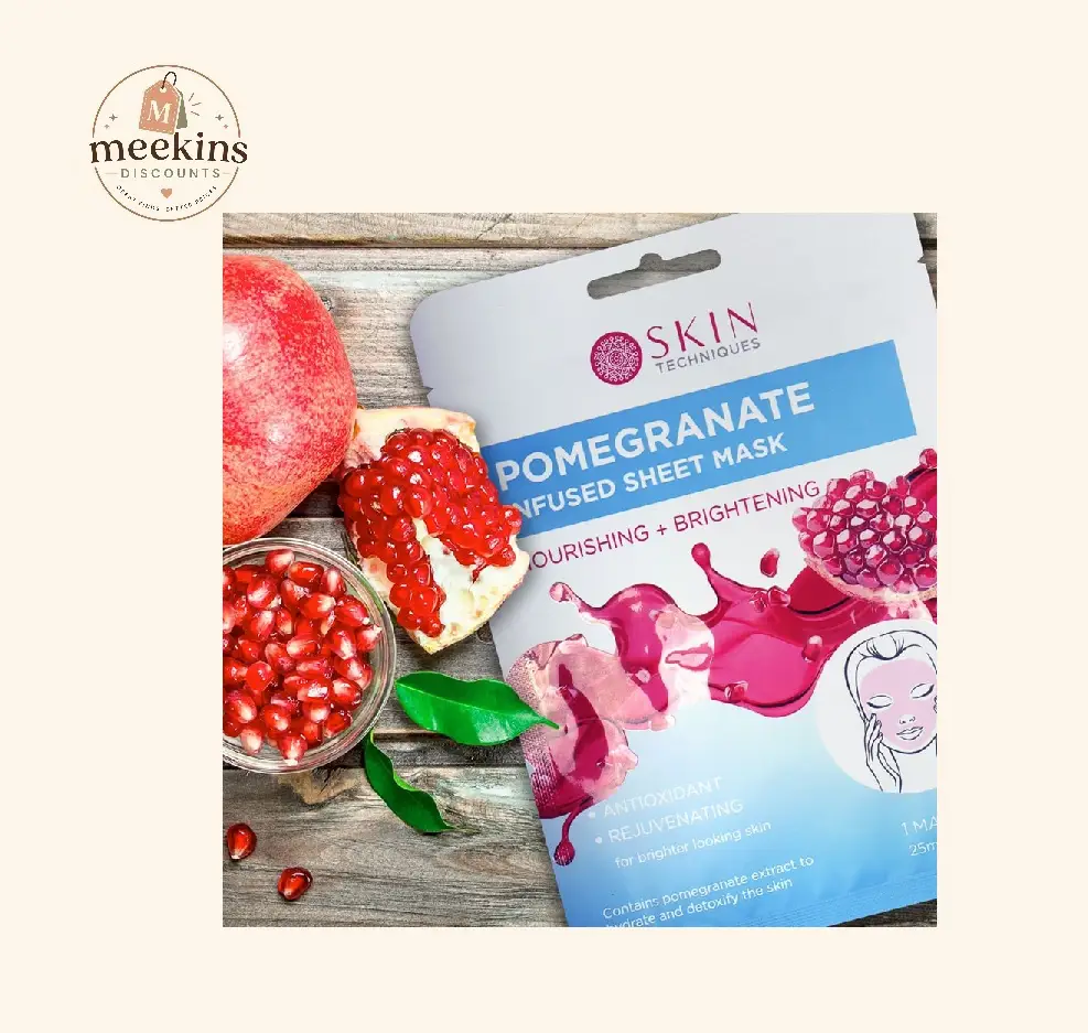 5 x Skin Techniques Pomegranate Infused Sheet Masks – Hydrating & Refreshing Face Masks