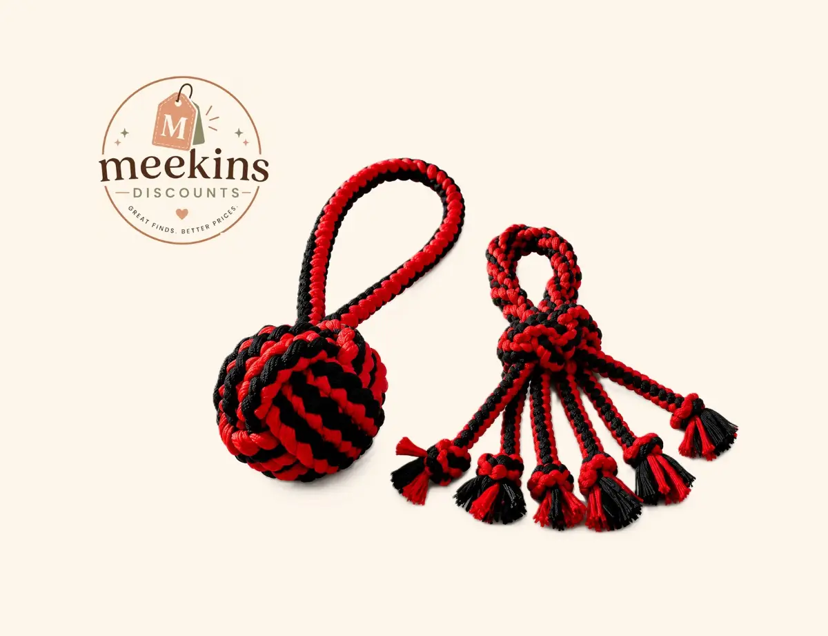 Nuts for Knots Dog Toy Red Black Rope Ball Tug & Chew Toy Interactive Pet Toy