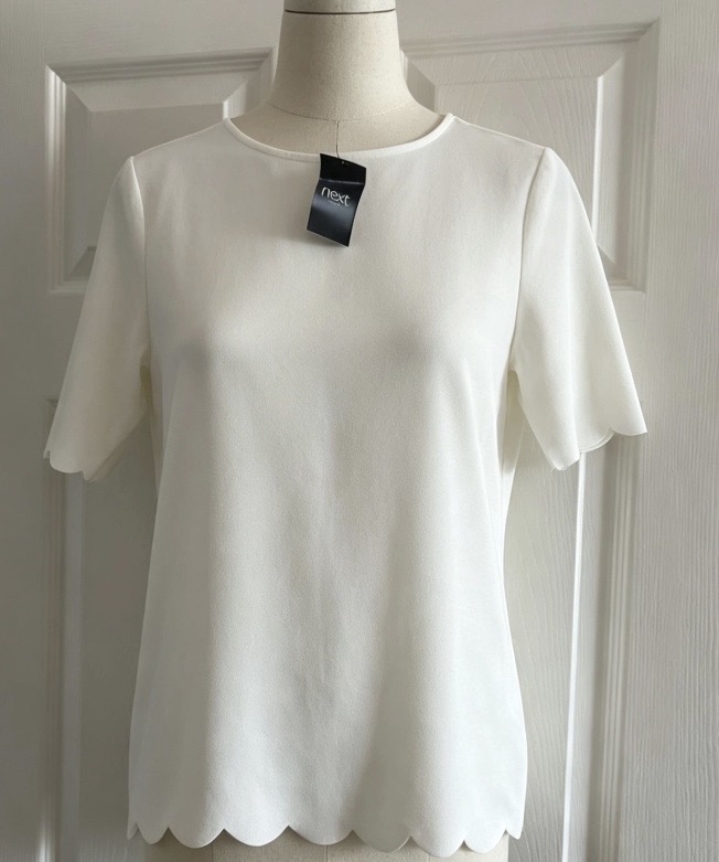 Next Cream Scallop Top  Size 10