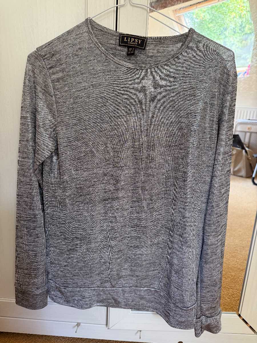 Lipsy Silver Tracksuit Sweatshirt Size 8
