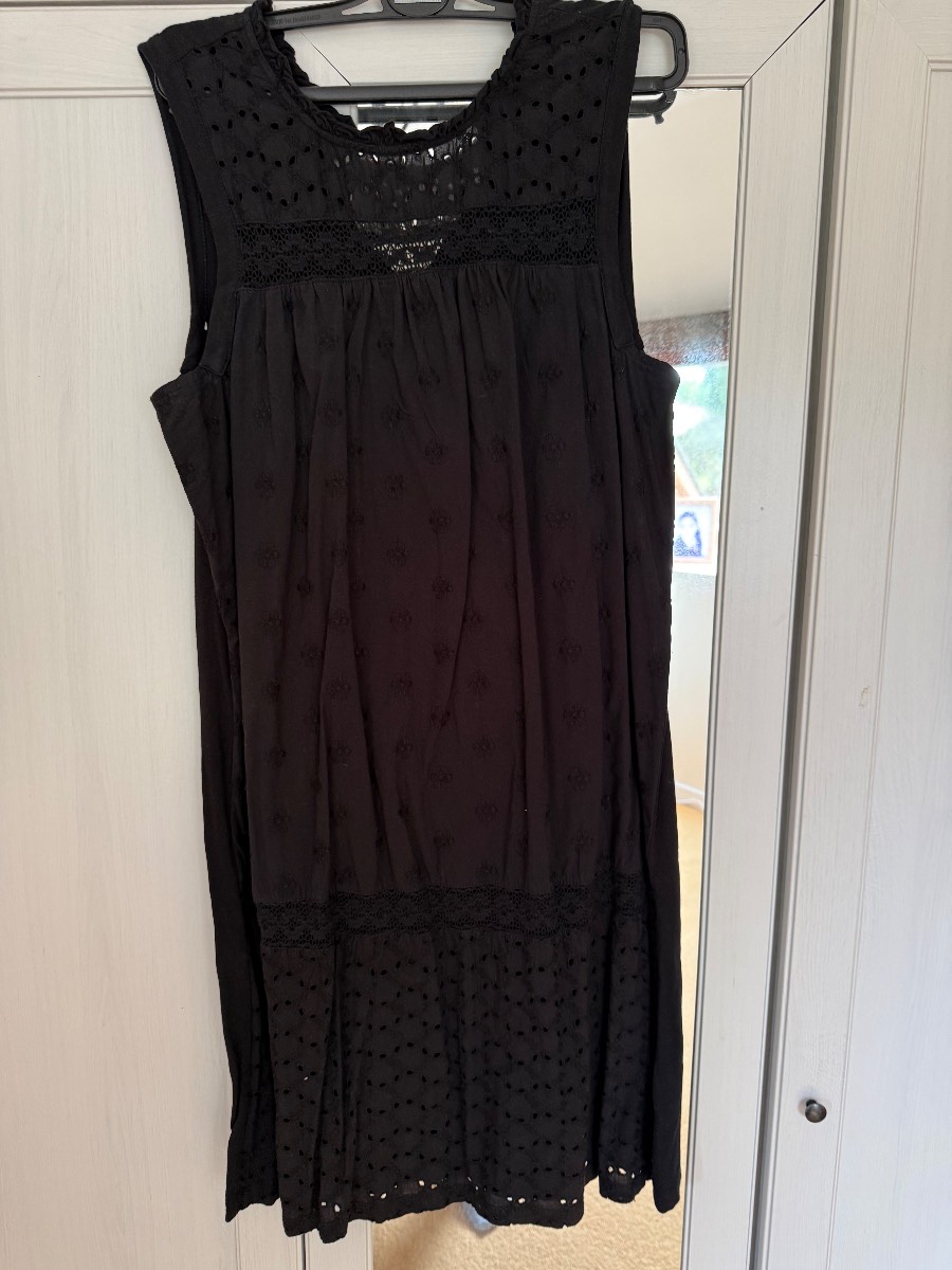 Next Black Broderie Anglaise Dress Size UK 10