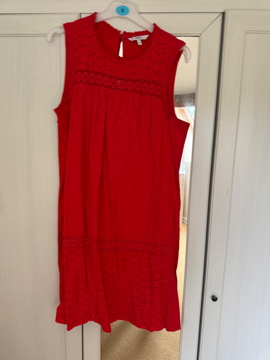Next Red Broderie Anglaise Dress Size UK 10