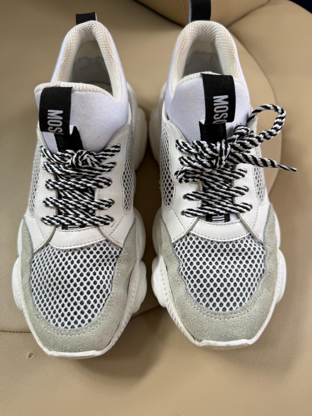 Moschino White Teddy Soles Trainers Size UK 2 EU 35