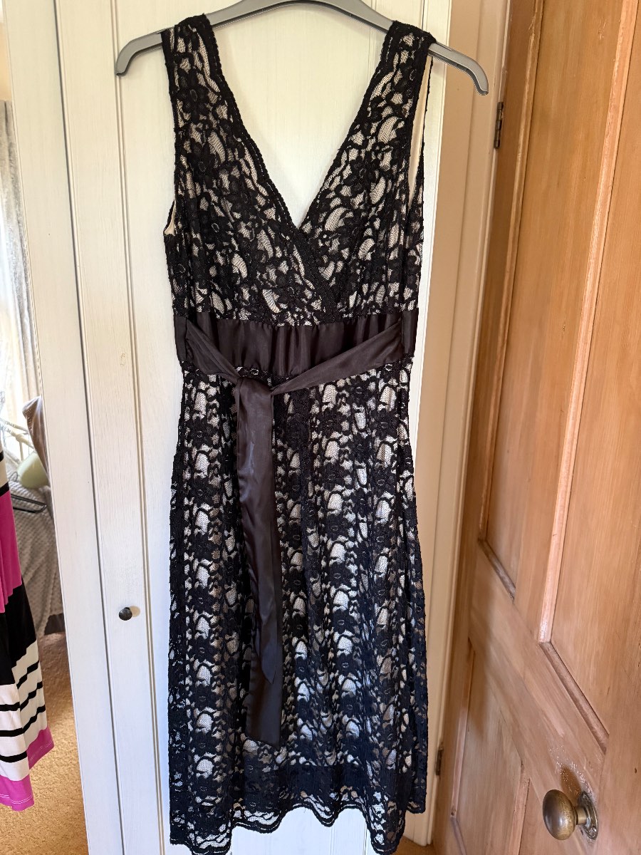Next Black & White Tie Waisted Dress Size UK 10