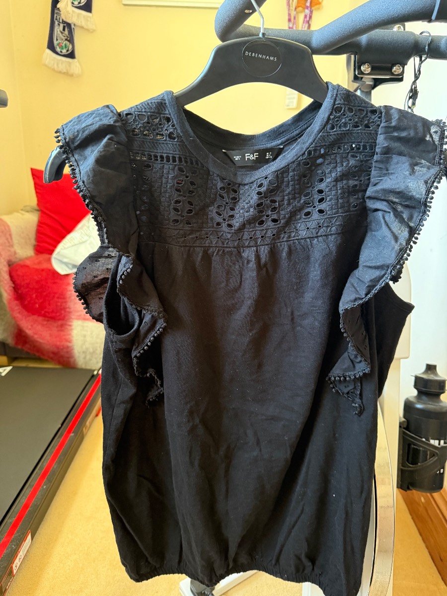 F&F Black Frill Top Size UK 12