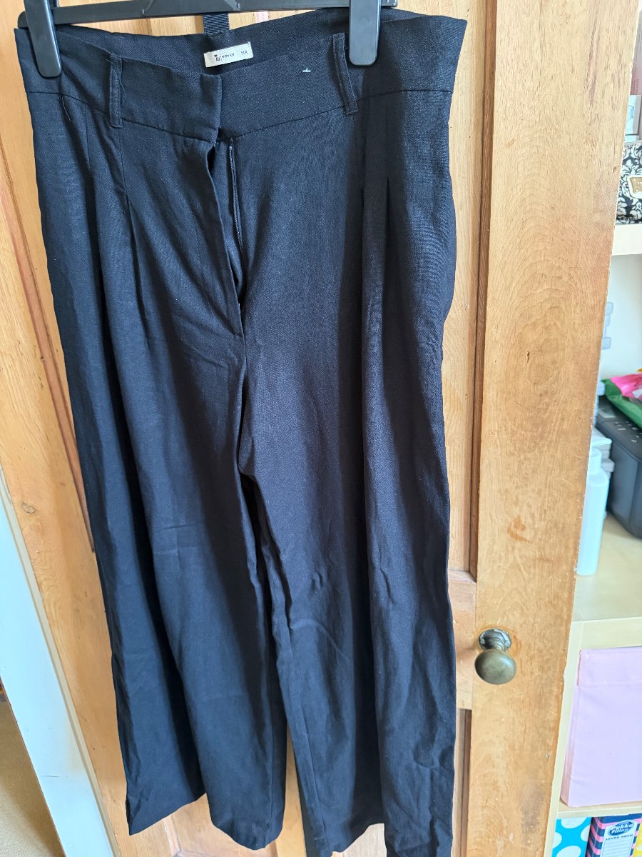 TU Black Linen Tailored Trousers Size 14