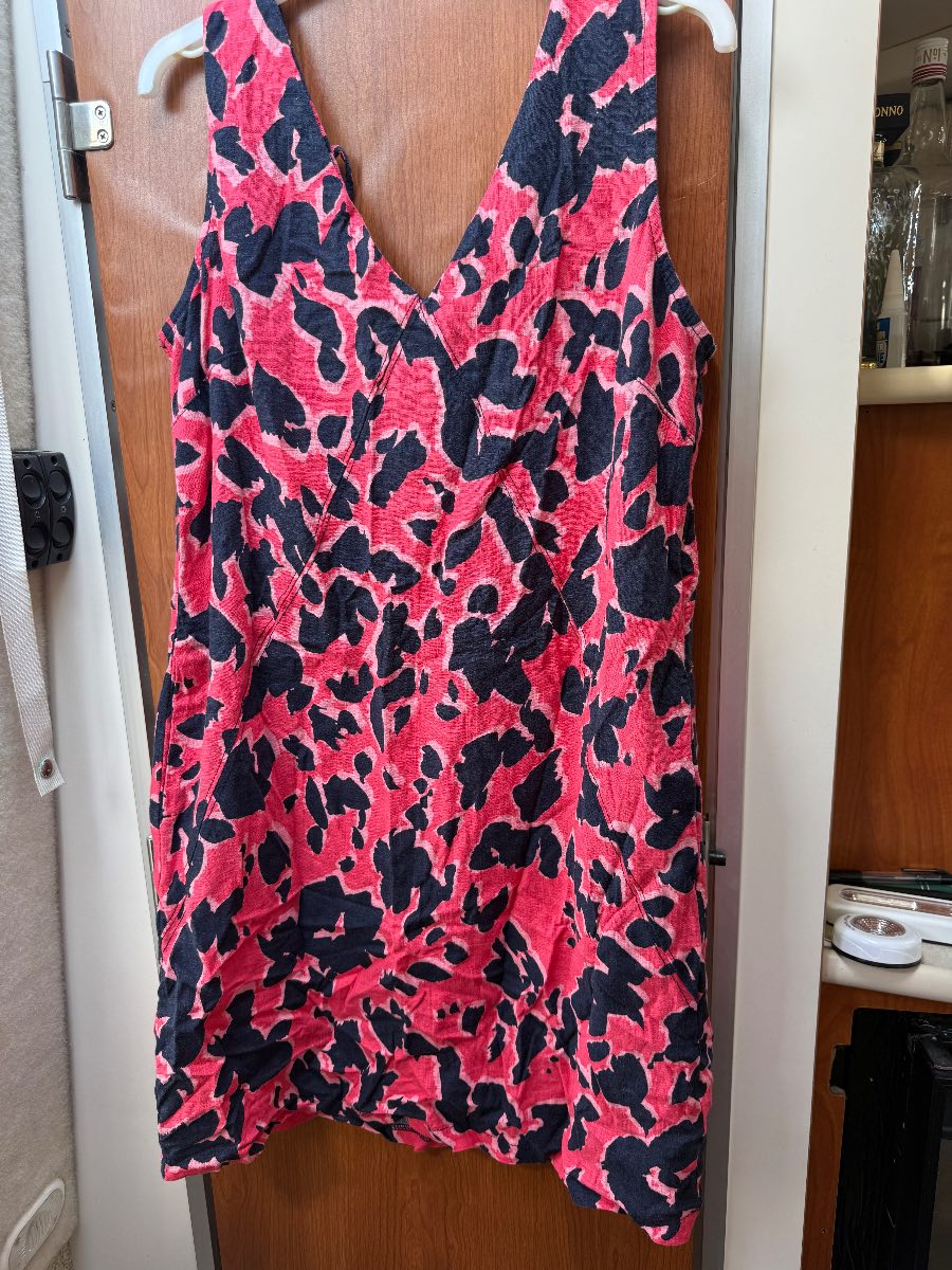 Next Pink And Black Multicoloured Shift Dress Size UK 12