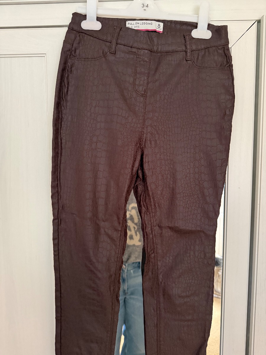Next Pull On Leggings Mock Croc Print Size 8