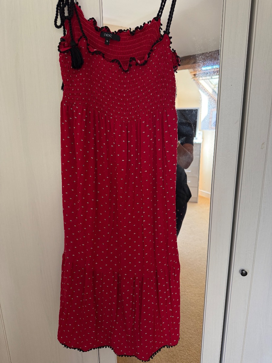 Next Red Adjustable Strappy Dress Size UK 10