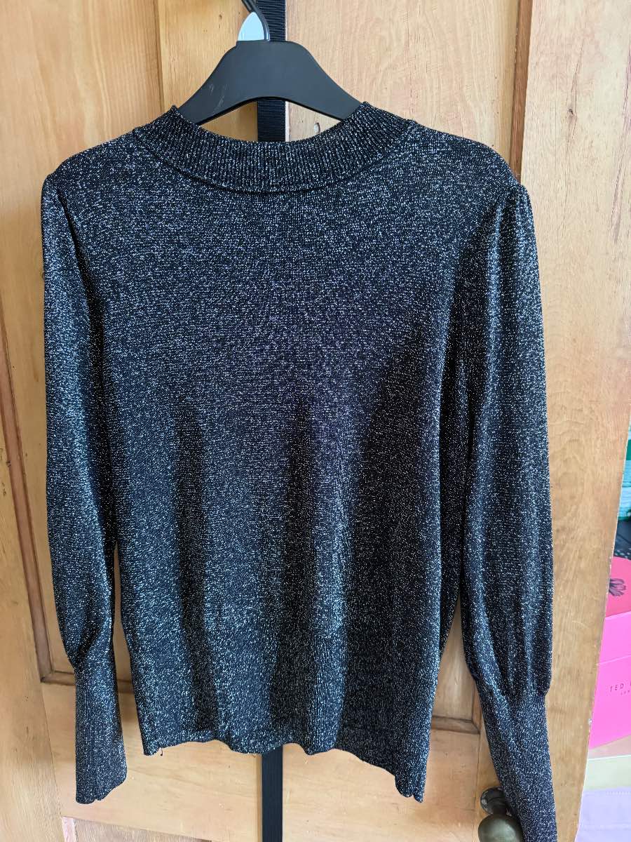 Next Black Sparkly Jumper Size UK 14