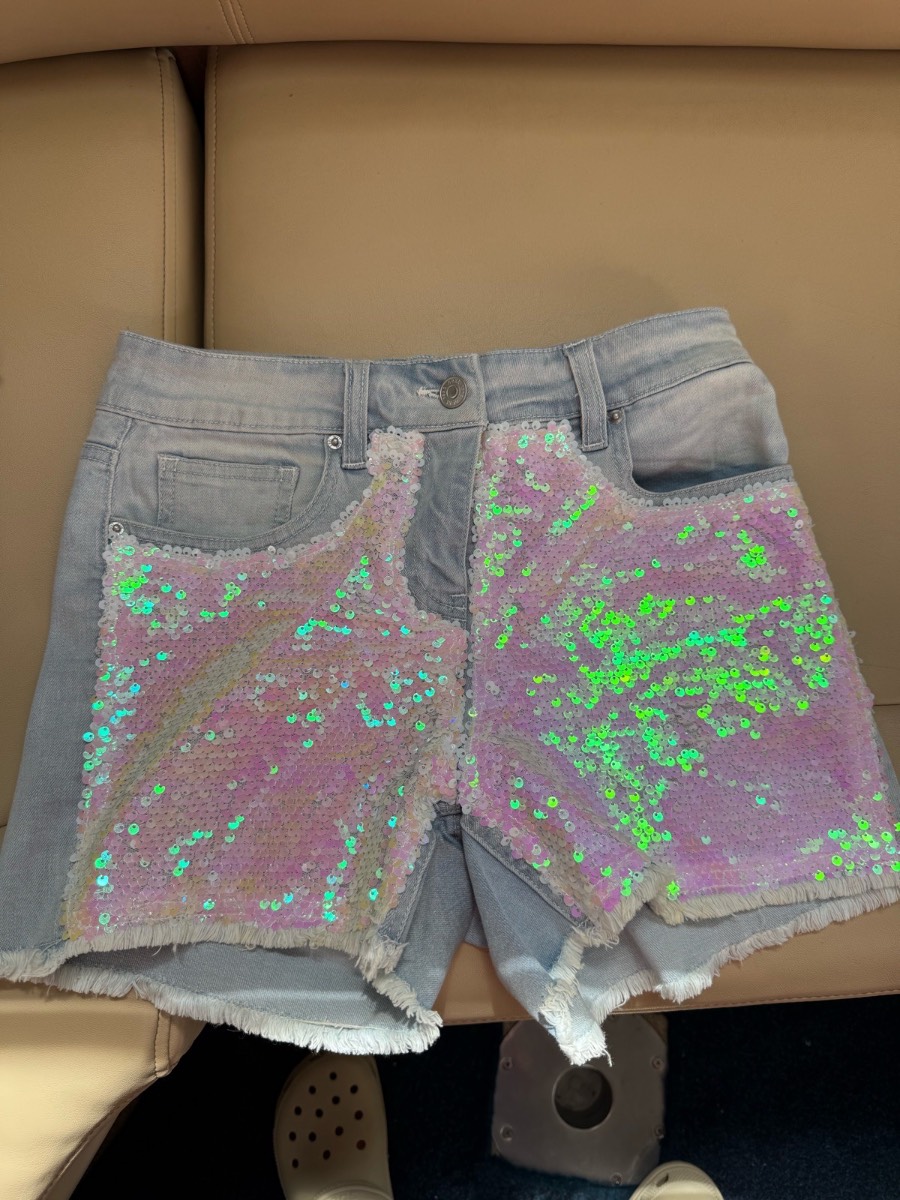 Next Blue Sequin Shorts Size UK 6