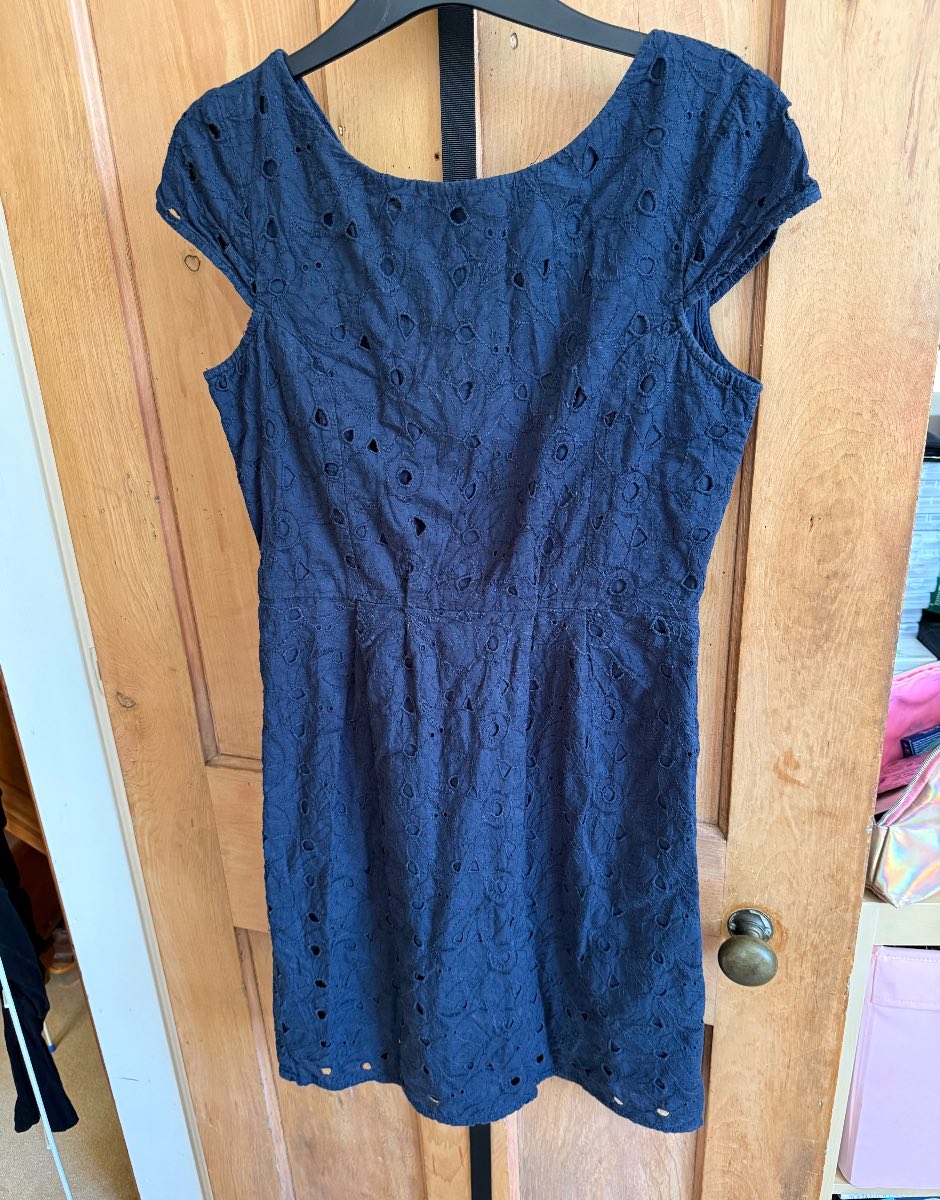 Next Blue Broderie Anglaise Dress Size UK 8