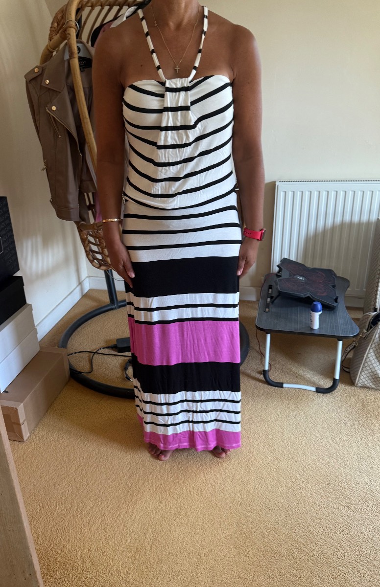 Next Striped Halter Neck Maxi Dress Size 8