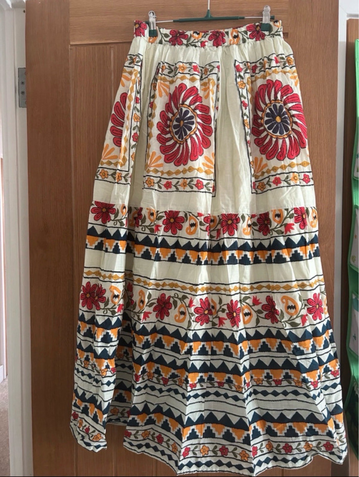 Long maxi skirt ethnic boho embroidered gypsy Indian summer autumn spring festival traditional