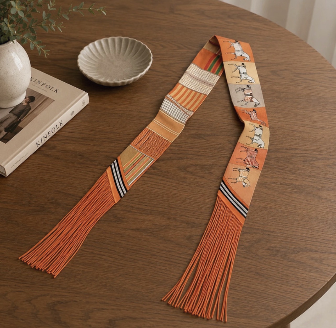 Thin retro long scarf belt headband accessories orange tie