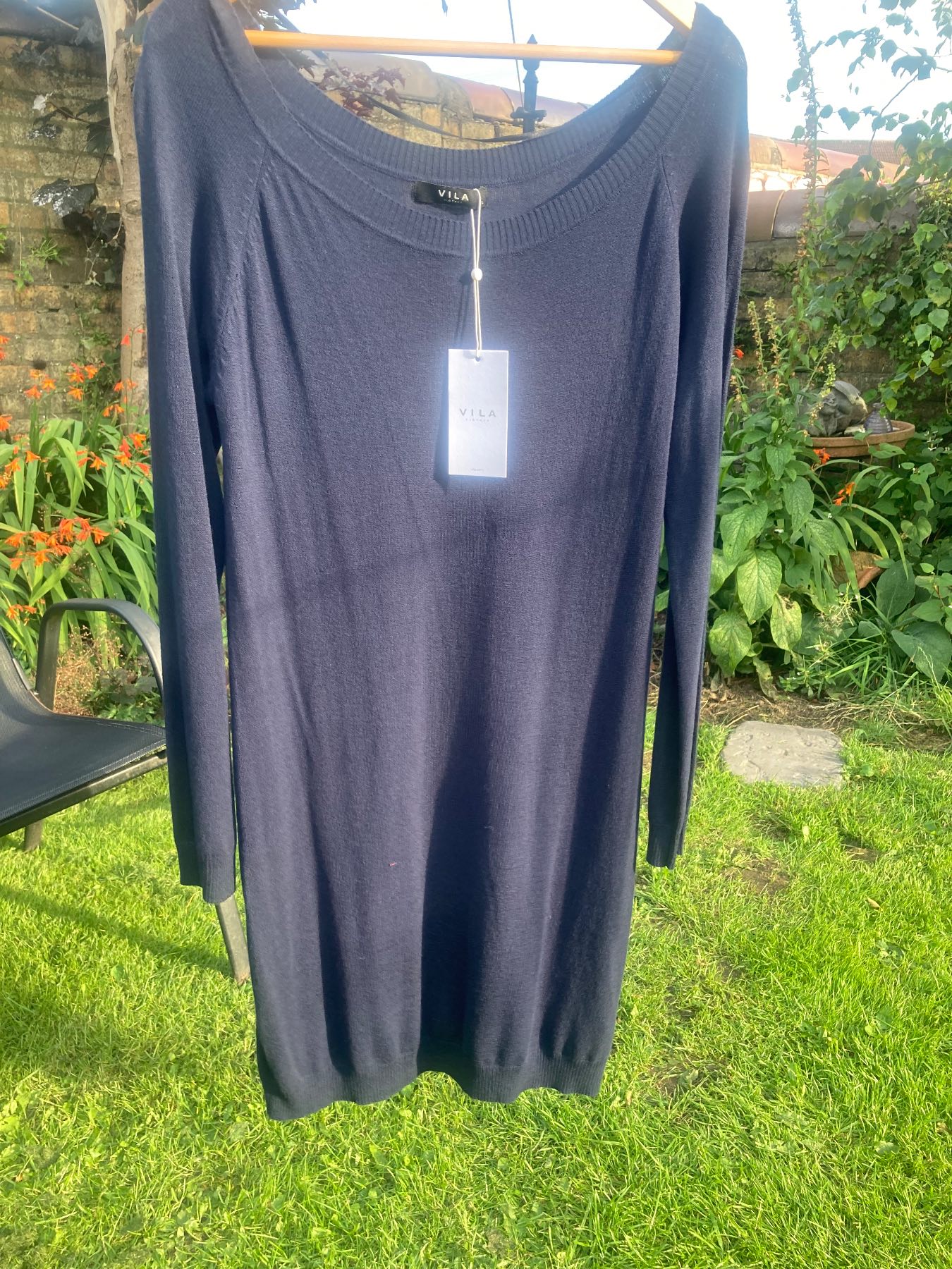 VILA navy boat neck knit dress BNWT large