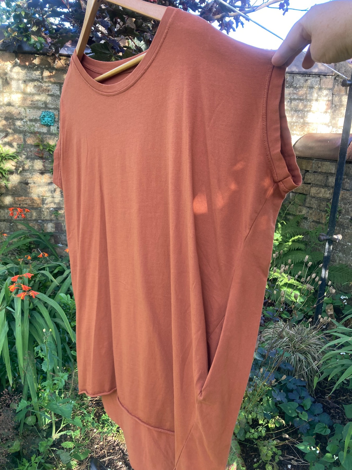 Terracotta cotton long slouchy tshirt with pockets